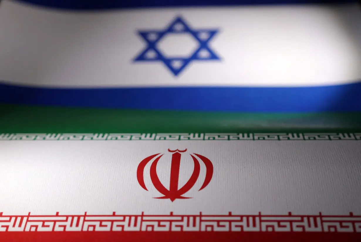 Illustration shows Israeli and Iranian flags