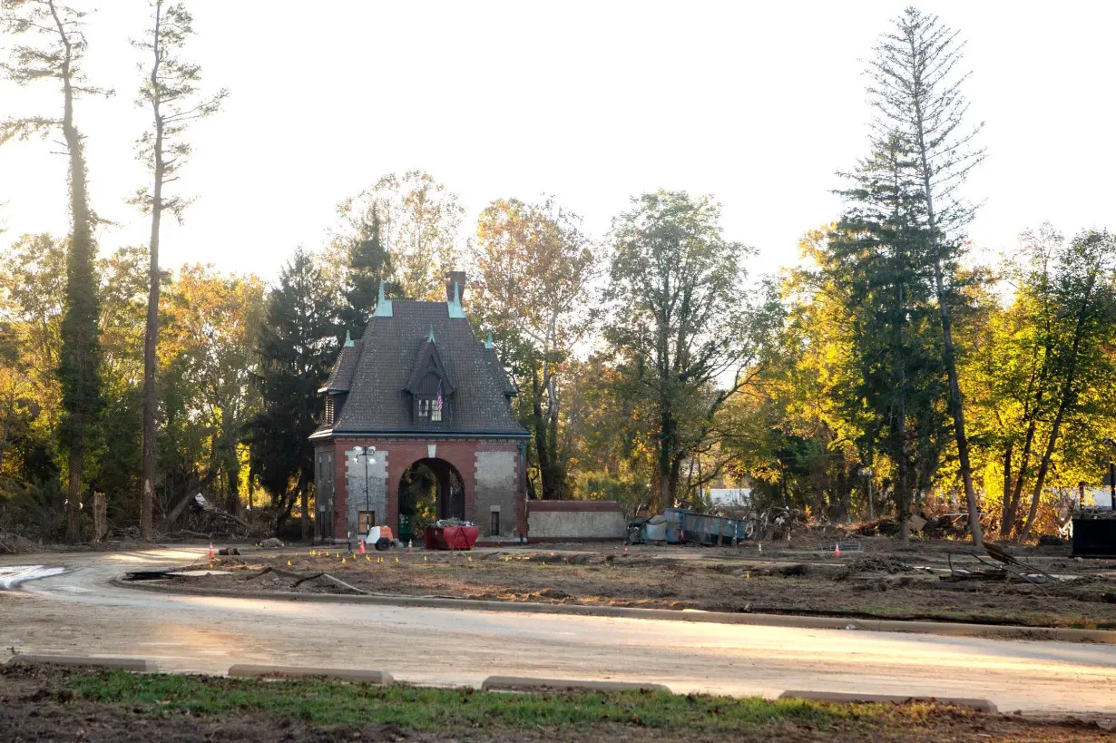 The entrance to the Biltmore Estate, pictured on October 20, suffered extensive damage from Hurricane Helene.