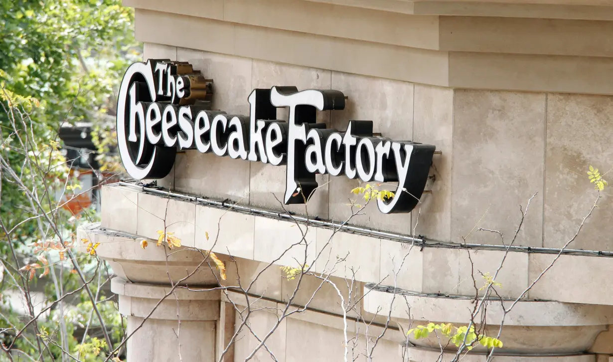 A sign for The Cheesecake Factory restaurant is pictured in Glendale