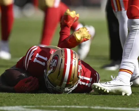 Tests confirm a season-ending knee injury for 49ers receiver Brandon Aiyuk