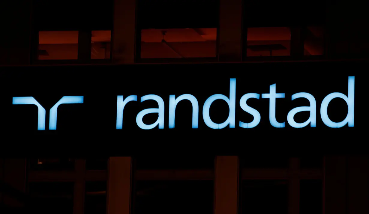 Logo of personnel service provider Randstad is seen in Zurich