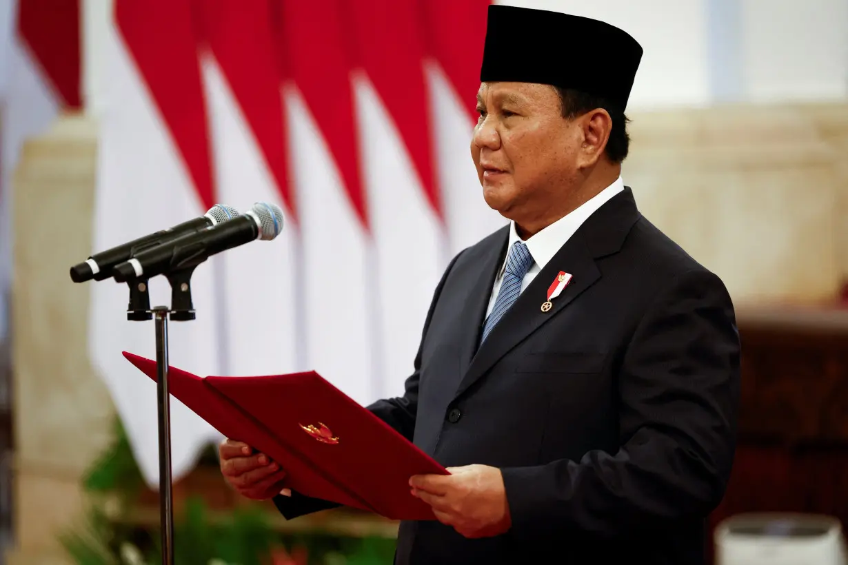 Indonesia's new president Prabowo Subianto inaugurates his cabinet ministers in Jakarta