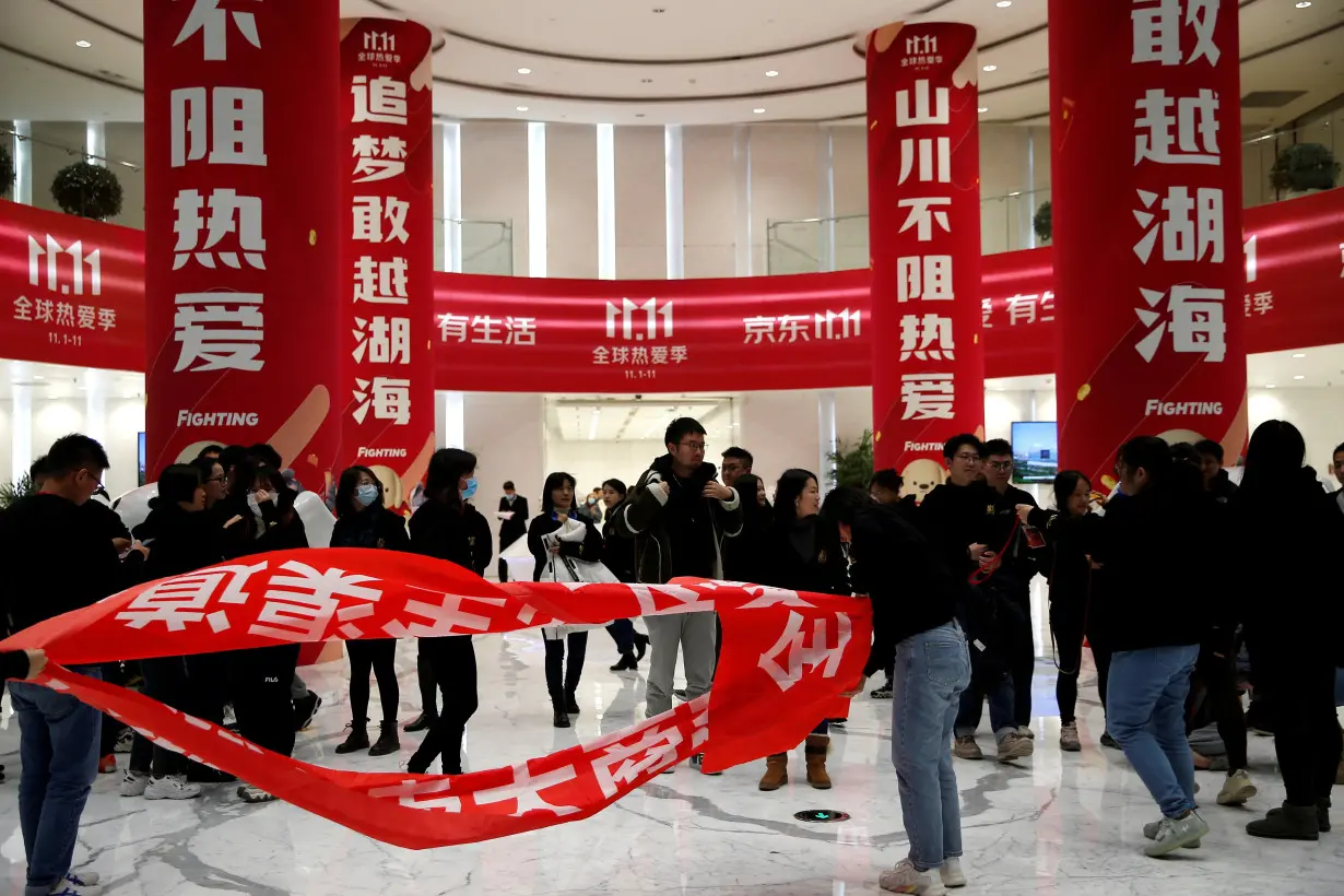 FILE PHOTO: Organised tour to JD.com's headquarters and Asia No.1 logistics centre amid Singles' Day shopping festival in Beijing