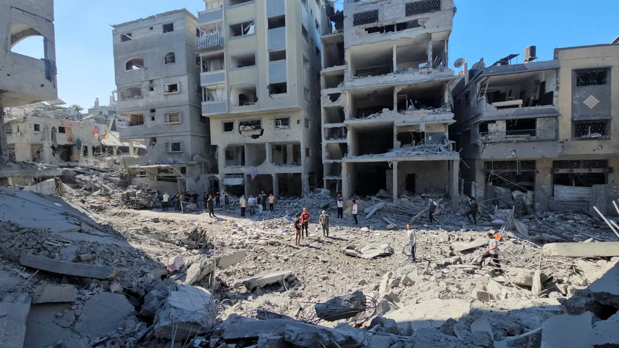 Aftermath of Israeli strikes on houses and residential buildings, in Beit Lahiya, in the northern Gaza Strip