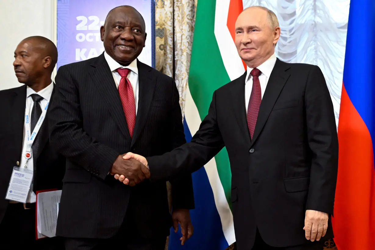 Russian President Vladimir Putin meets with South African President Cyril Ramaphosa in Kazan