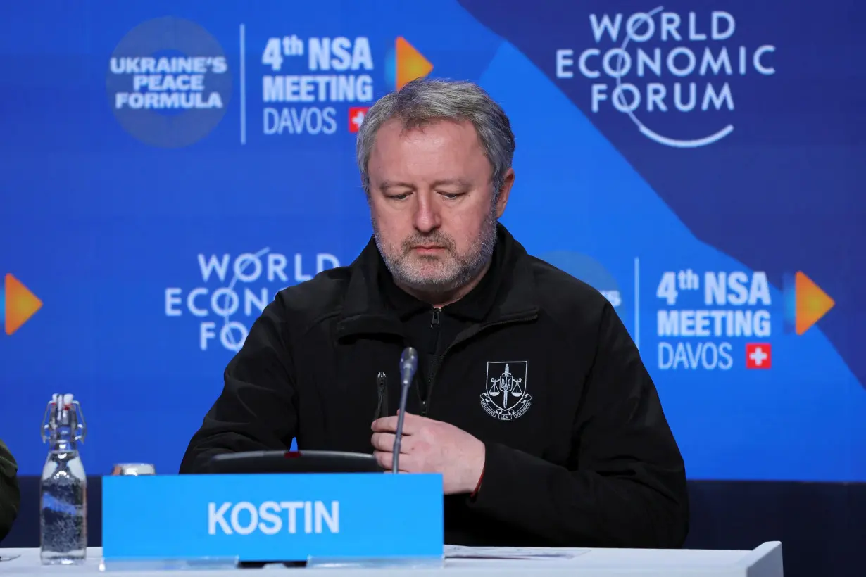 FILE PHOTO: Members of the Ukrainian delegation hold a press conference in Davos