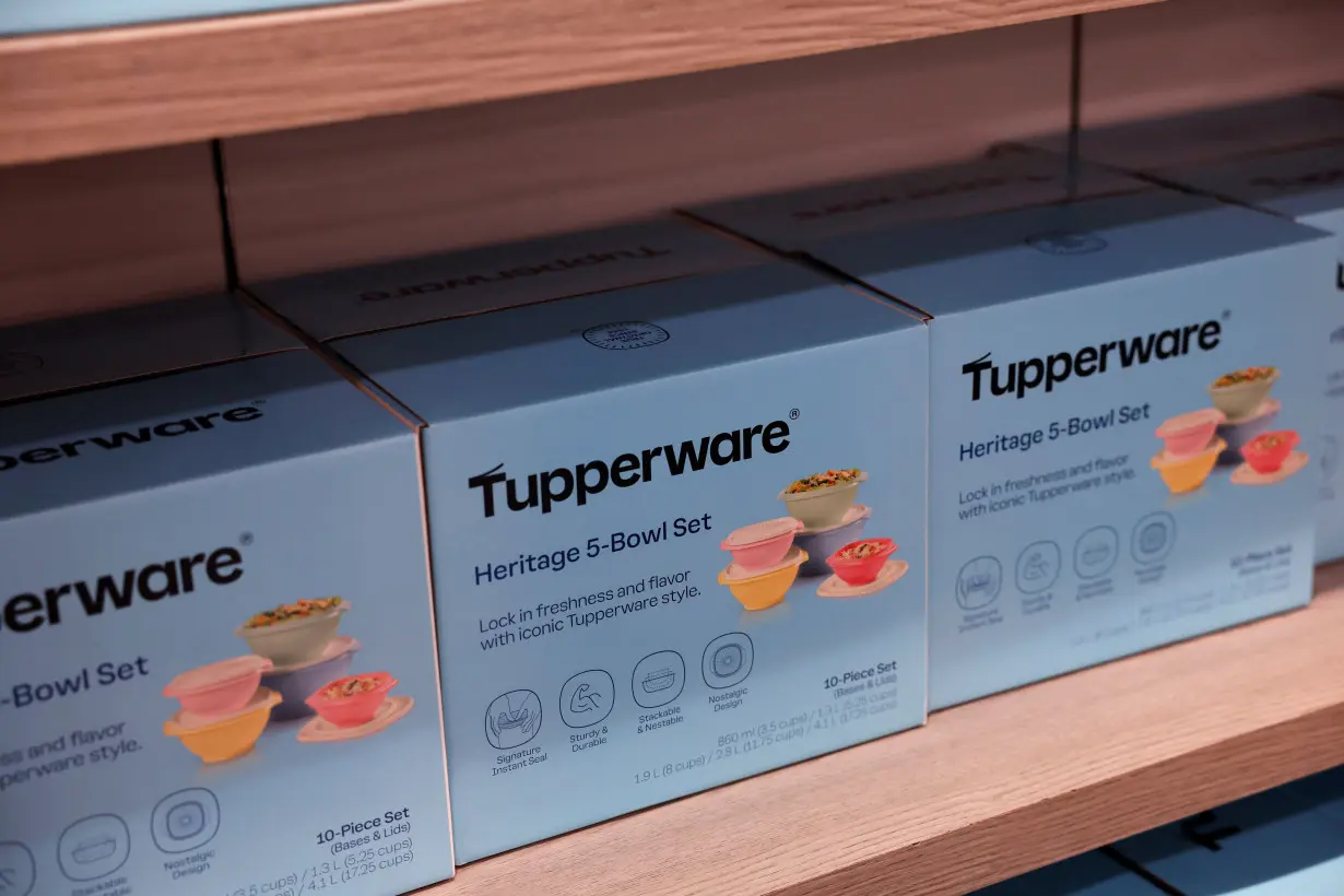 Tupperware products are seen on display at a store in New York City