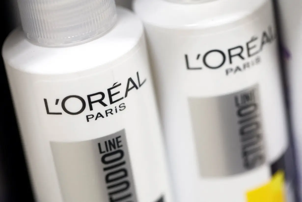 Logo of L'Oreal on beauty products in a supermarket in Chanverrie