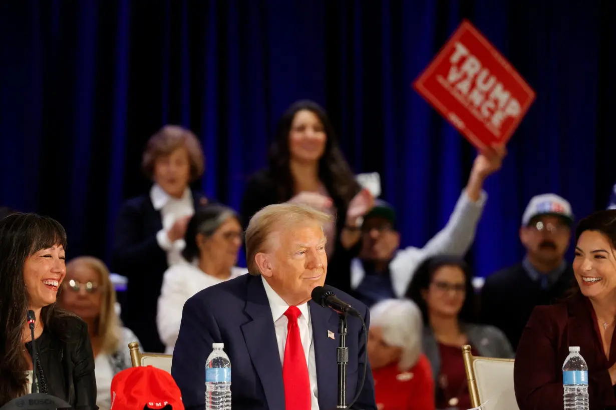 Republican presidential nominee and former U.S. President Trump participates in a roundtable discussion with Latino community leaders in Doral