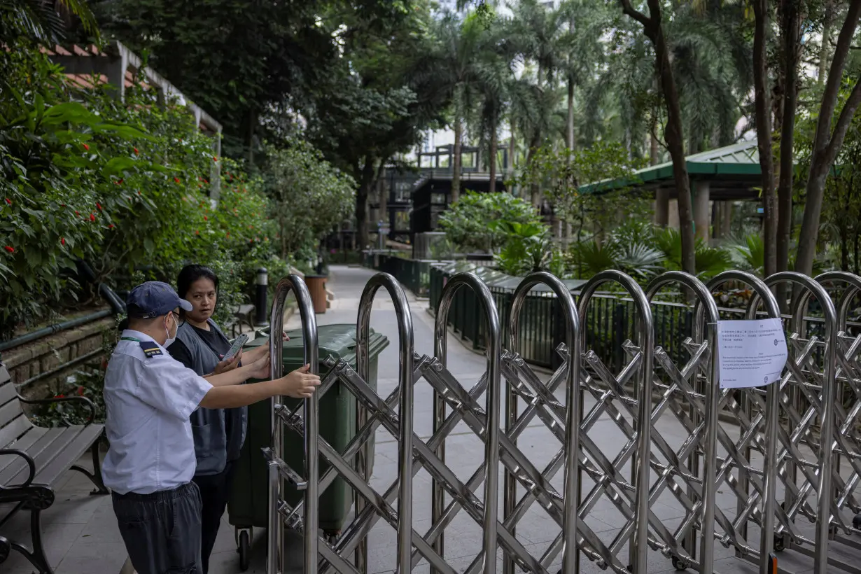 Part of the zoo is seen closed after 11 monkeys died of sepsis following melioidosis infection in the past week, in Hong Kong