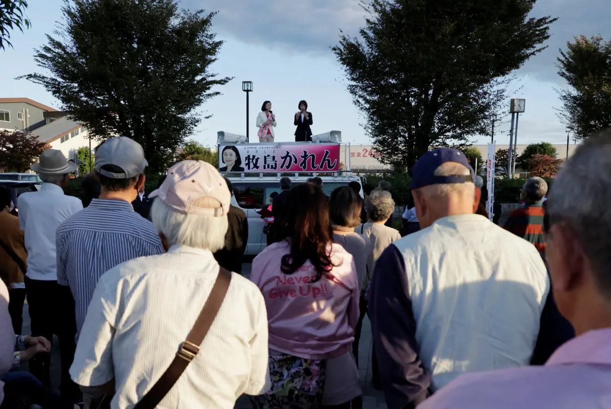 Karen Makishima, a Liberal Democratic Party (LDP) candidate for the upcoming general election, on the first day of her campaign in Odawara