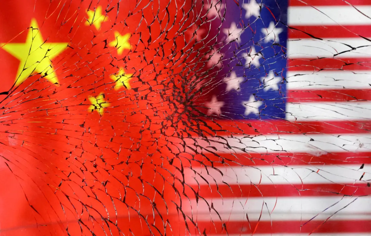 FILE PHOTO: Illustration shows U.S. and Chinese flags