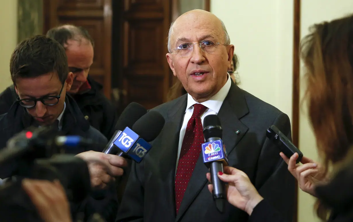 President of ABI (Italian Bank Association) Antonio Patuelli answers to reporters questions in Rome