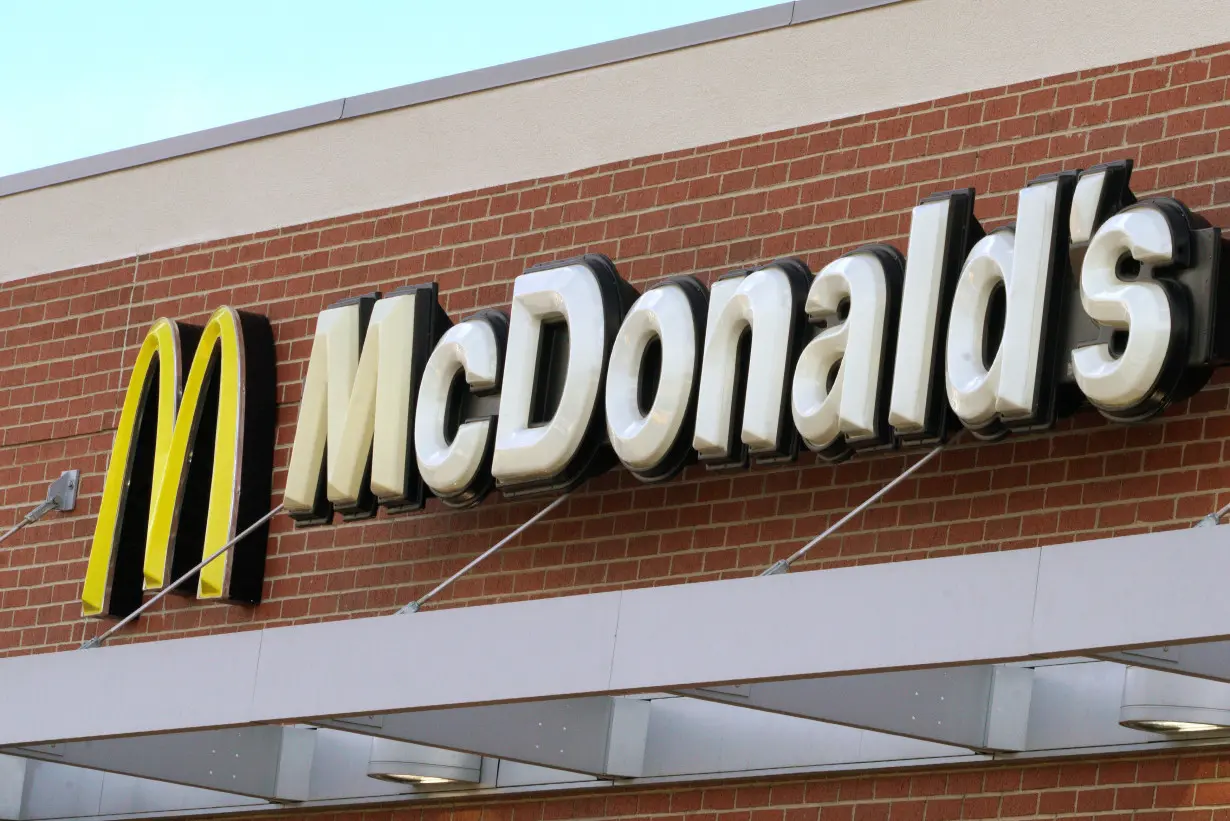 FILE PHOTO: The sign outside a McDonalds restaurant is seen in Westminster