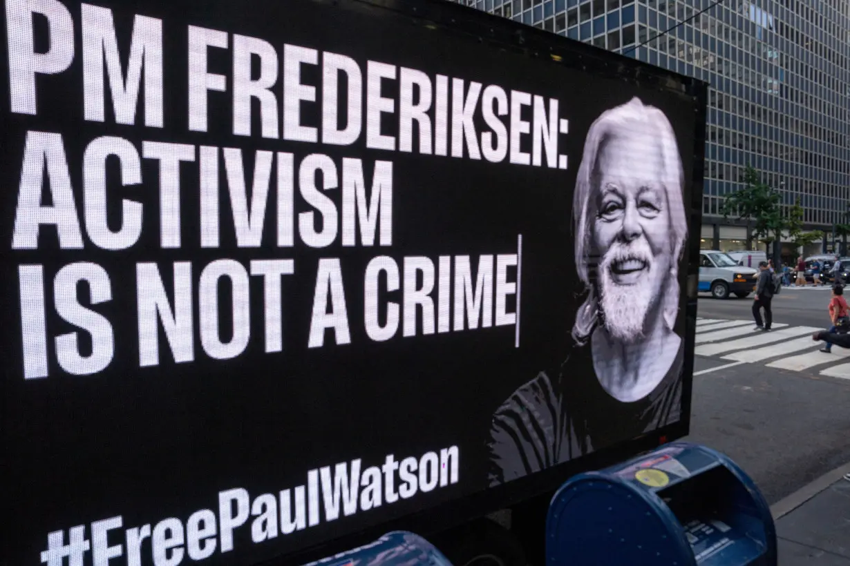 FILE PHOTO: Trucks with digital billboards displaying a photo of Paul Watson and calling for his release