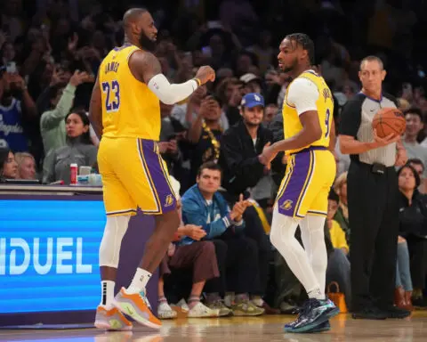 LeBron and Bronny James make history as first father-son to play together in NBA game