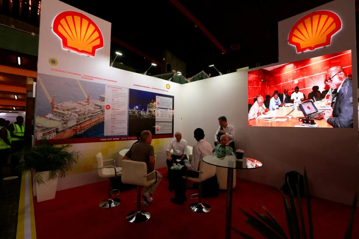 FILE PHOTO: People seen at the Shell booth during the openning of the Nigeria Oil and Gas 2022 meeting in Abuja