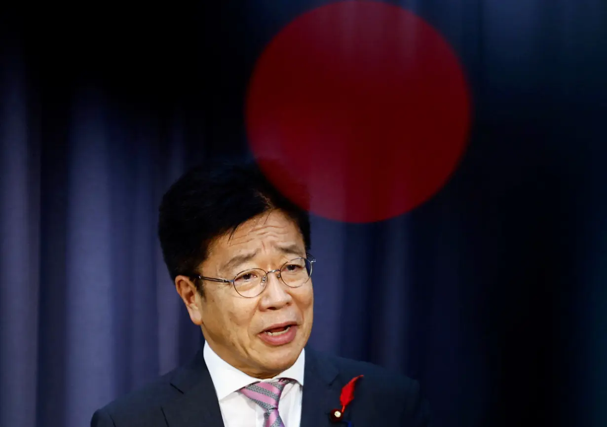 Japan's Finance Minister Katsunobu Kato attends a press conference in Tokyo