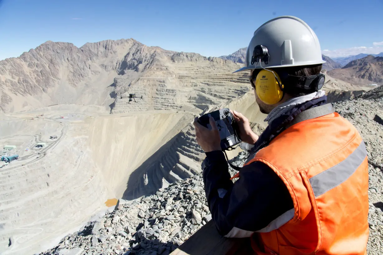 FILE PHOTO: A worker is seen at Anglo American's Los Bronces copper mine in Chile