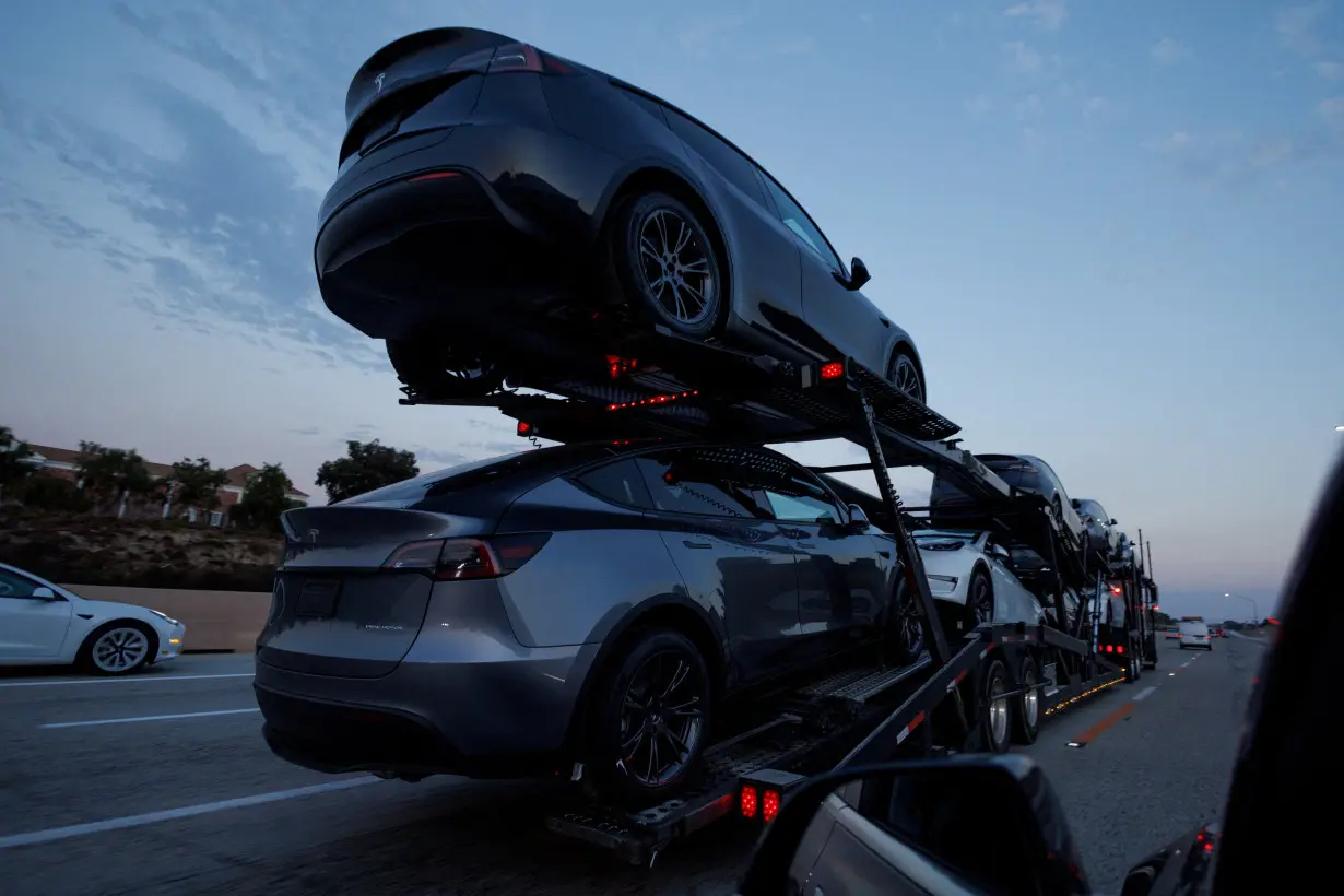 FILE PHOTO: Tesla Model Y vehicles transported in California