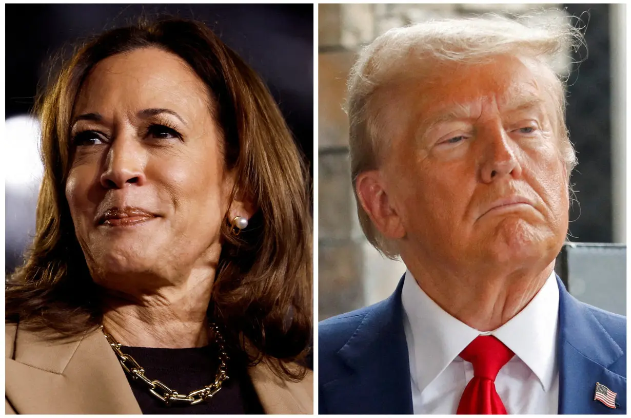 FILE PHOTO: Republican presidential candidate and former U.S. President Donald Trump and Democratic candidate U.S. Vice President Kamala Harris