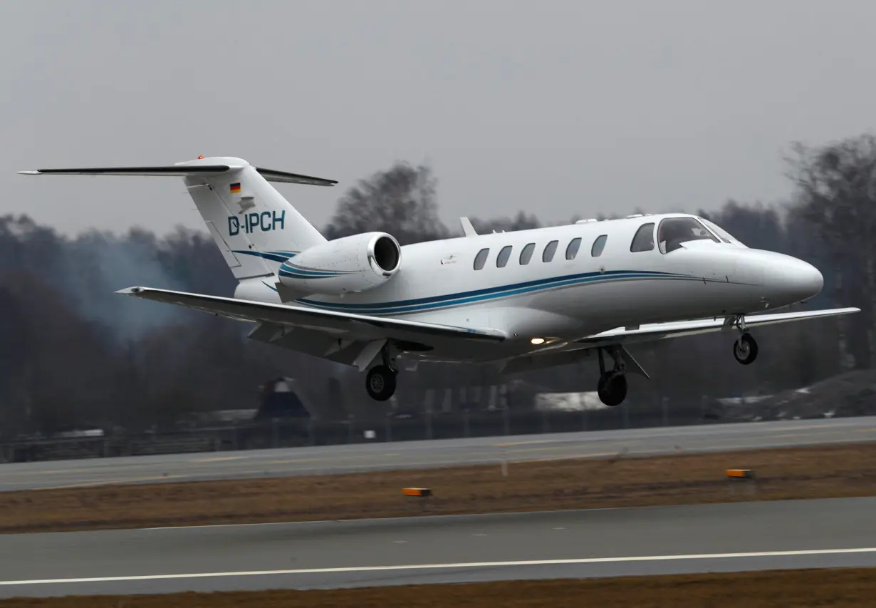 FILE PHOTO: A Cessna 525A CitationJet CJ2+ plane of German JK JetKontor lands at Riga International Airport, in Riga