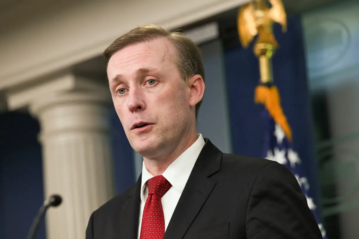 U.S. National Security Advisor Jake Sullivan speaks at a press briefing at the White House in Washington