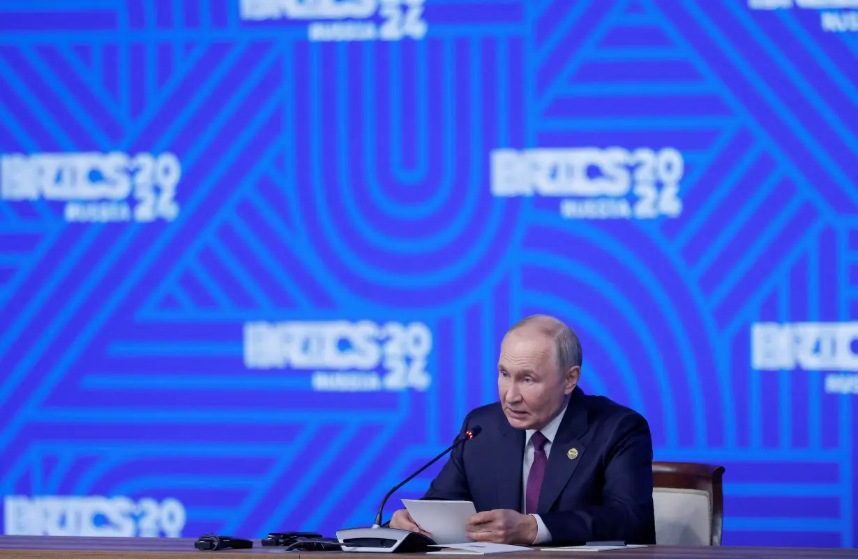 Russian President Putin attends press conference at the end of BRICS summit in Kazan