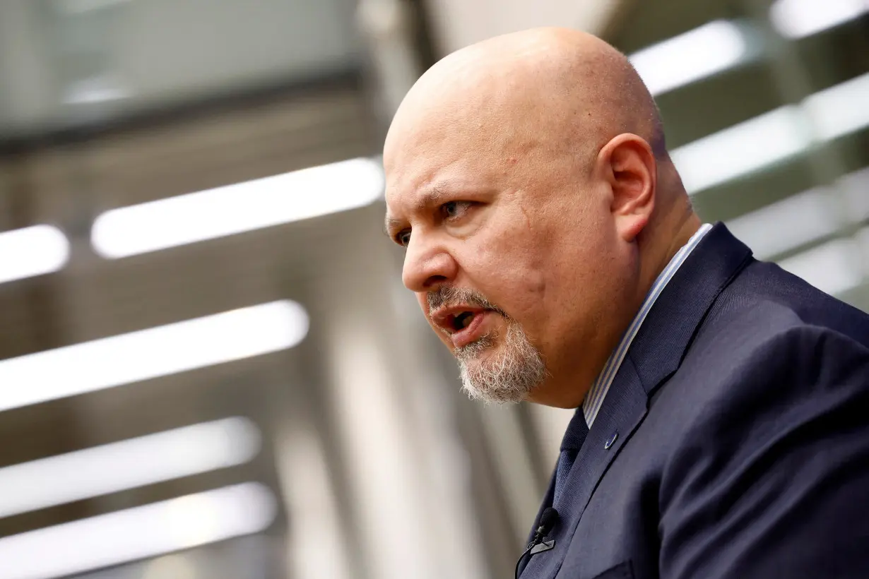 International Criminal Court Prosecutor Karim Khan speaks during an interview with Reuters