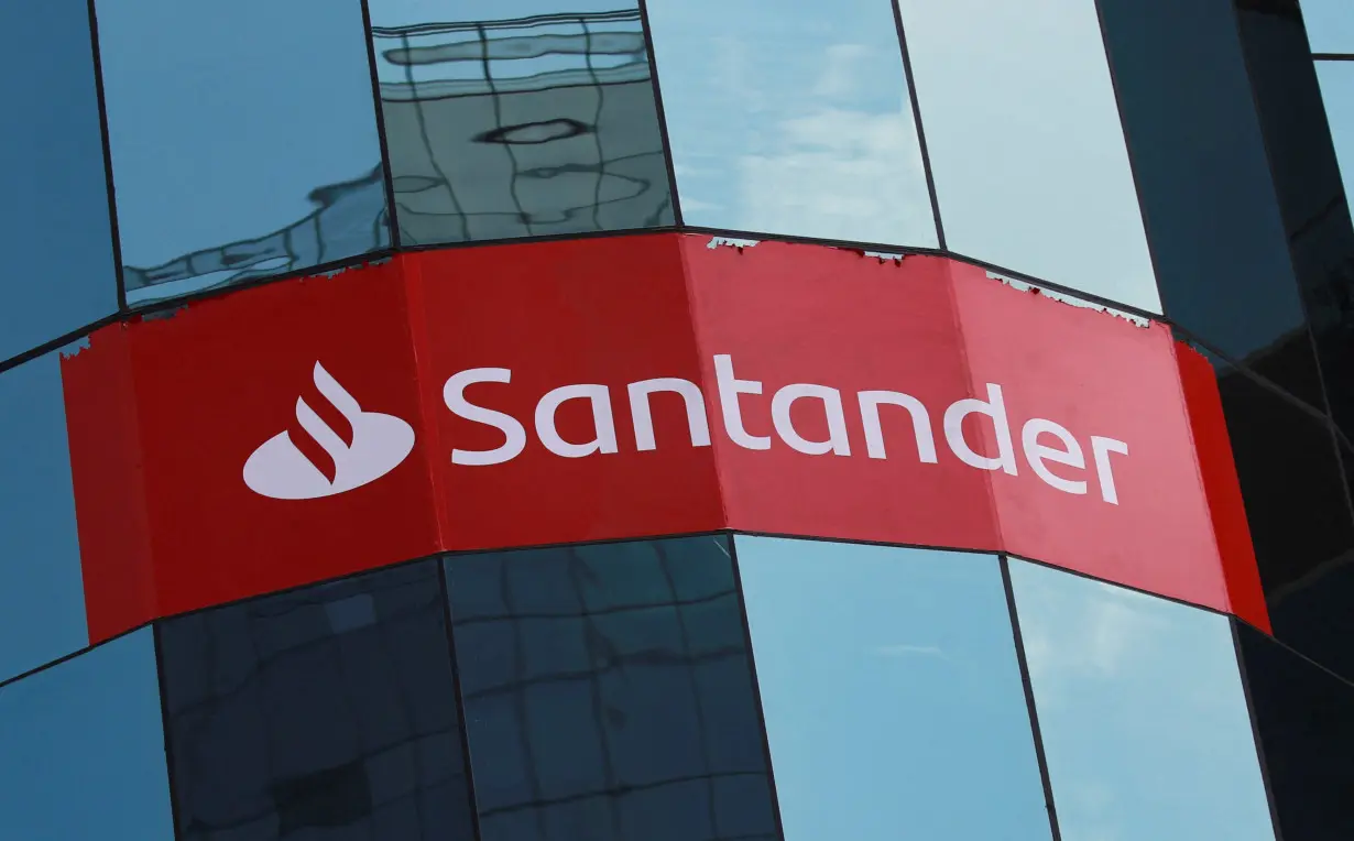 The logo of Santander bank is pictured in Mexico City