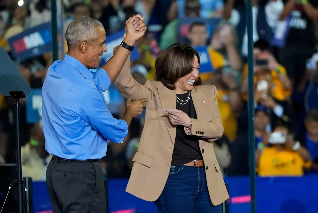 Harris and Obama use first joint campaign event to rally voters in battleground Georgia