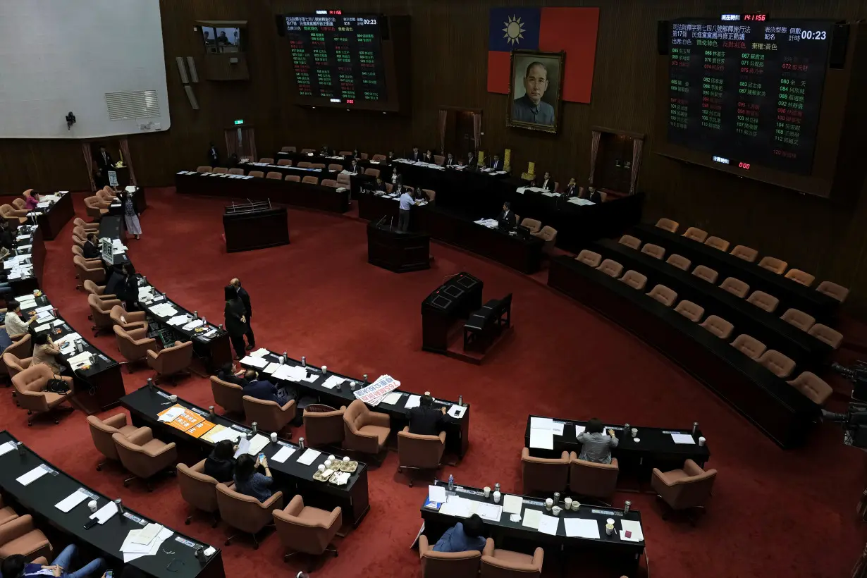 FILE PHOTO: Legislators inside the Legislative Yuan in Taipei