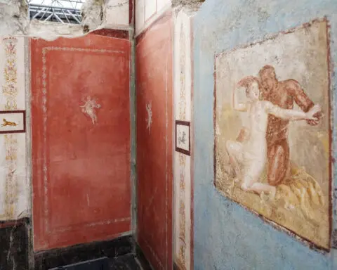 Tiny house with elaborate – and erotic – frescoes unearthed at Pompeii