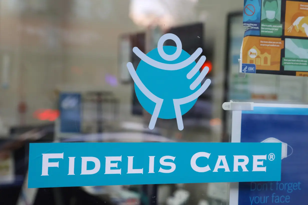 A sign for Fidelis Care, part of the Centene Corporation, is seen in Queens, New York