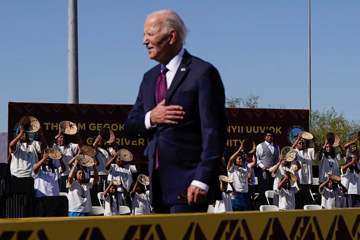 U.S. President Joe Biden delivers remarks in Gila River Indian Community