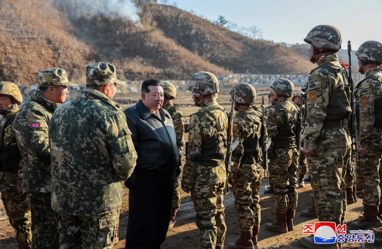 North Korean leader Kim Jong Un inspects field training of troops in the western region of the country