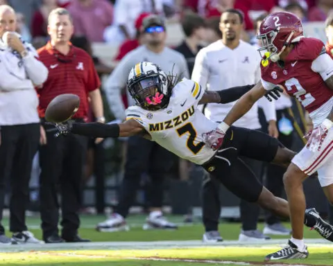 Miller rushes for 2 TDs, No. 15 Alabama picks off 3 passes in 34-0 win over No. 21 Missouri