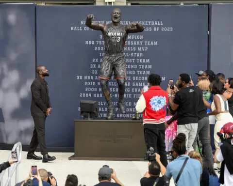 Heat unveil statue of Dwyane Wade outside the front of team's arena