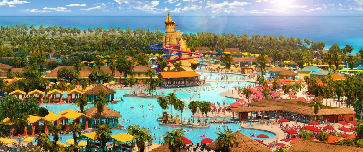 An artist's rendering shows Carnival Corps Celebration Key, a private 65 acres destination on Grand Bahama set to open in 2025, in this handout image