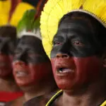 Indigenous people march in Brazil's capital against bill limiting land rights