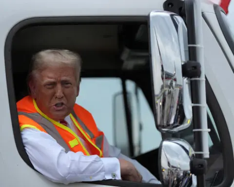 Donald Trump boards a garbage truck to draw attention to Biden remark