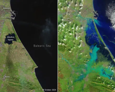 Parts of Spain appear to merge with the sea after historic rain in before-and-after images