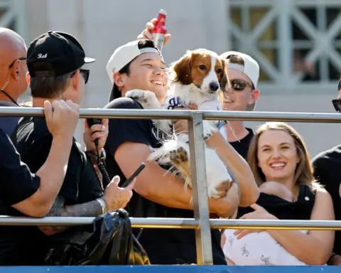 Shohei Ohtani, and his dog, steal the show at Los Angeles Dodgers victory parade