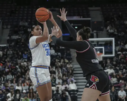 No. 5 UCLA women overcome slow start to beat No. 17 Louisville 66-59 in Paris