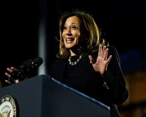 Harris offers Americans a chance to turn the page on Trump era on election eve – without mentioning his name