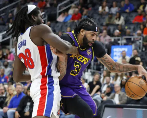 Lakers star Anthony Davis hurts left ankle in loss to Pistons, another blow for oft-injured center