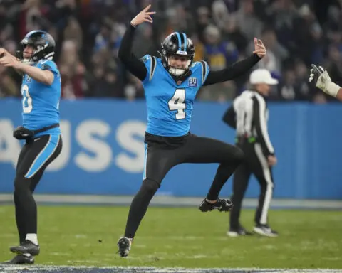 Pineiro's 36-yard field goal in OT lifts Panthers to 20-17 win over Giants in Germany