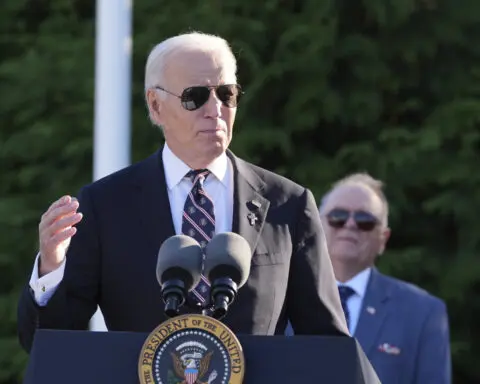 Biden and Harris appear together for the first time since she lost the election to Trump