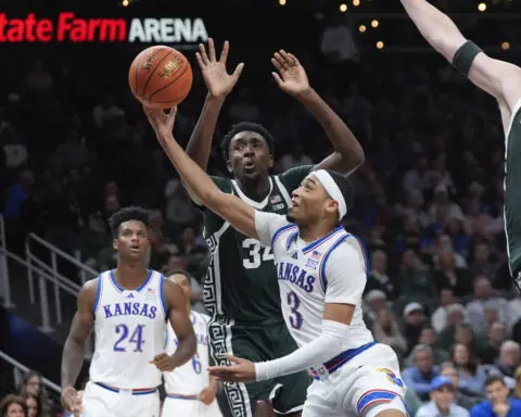 Bill Self becomes winningest coach in Kansas history, Jayhawks beat Michigan State 77-69