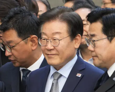 South Korean opposition leader gets a suspended jail term for violating election law